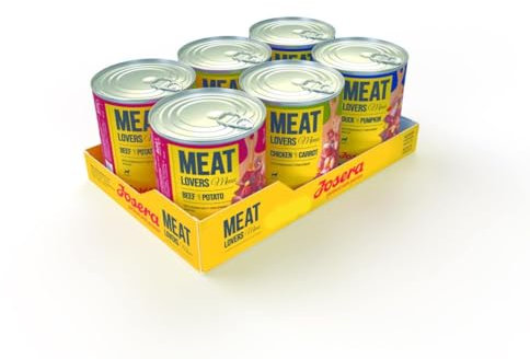 JOSERA Meat Lovers Menu Multipack (6 x 800 g) | Adult | Premium Nassfutter für ausgewachsene Hunde | 3 Verschiedene Sorten | hoher Fleischanteil (65%) | weizenfrei | Hundefutter nass | 6er Pack