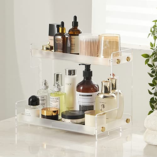 MUYEDRAIN Badezimmer-Organizer, Arbeitsplatte, 2 Etagen, Badezimmer-Theken-Organizer, Küche, Gewürzregal, Kosmetik-Organizer, Aufbewahrungsregal für Badezimmer, Wohnzimmer, Schlafzimmer, Schminktisch