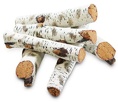 Gaskamin-Holz-Set, Keramik, weiße Birke für Inneneinsatz, belüftet, Propan, elektrischer Gaskamin, lineare Feuerstellen, Keramikfaser, Kamindekoration, große Birken-Holzscheite für Rauch, hohler