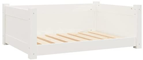 vidaXL Hundebett Weiß 75,5x55,5x28cm Massivholz Kiefer Hundekorb Hundesofa