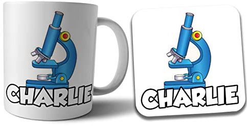 AK Giftshop Personalised Science Microscope Mug and Coaster Gift Set