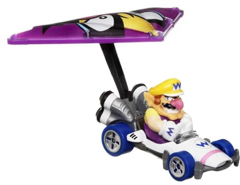 Hot Wheels Die Cast Modellauto Mario Kart Glider Wario B-Dasher Wario Wing SUPER Mario – Maßstab 1:64, Länge 5 cm