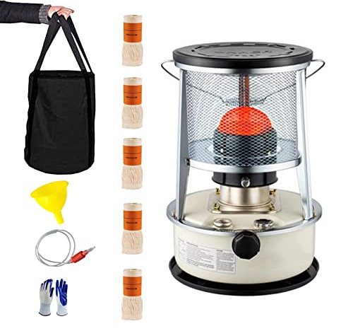 Petroleumofen 32x32x46cm/32.5x32.5x47cm,Tragbarer Petroleumheizung,Mobiler Petroleumkocher Für Den Innenbereich,Für Den Außenbereich Campingzelt Terrasse,Zum Heizen Und Kochen Ohne Strom,6L-White