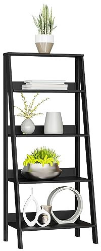 Madesa Bücherregal für Bücher und Dekorationen für Wohnzimmer, Büro, Arbeitszimmer und Schlafzimmer, 135 x 38 x 61 cm, aus Holz - Schwarz