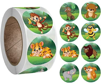 100 Sticker Tiere Kalender Smilies Aufkleber 2,5cm | Geschenk | Mädchen | Kinder | Klassenbuch | Heft | Tagebuch | Stickerheft | Ameise | Bär | Affe | Biene | Tigher | Bulle | Elefant | Eichhörnchen