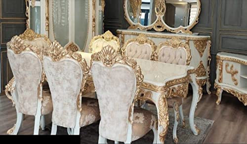 Set Esszimmer Stuhl Gruppe Stühle Holz Luxus Esszimmer ESS Barock Garnitur Möbel