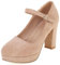 Women Block Heel Mary Jane Shoes, High Heel Pumps Round Toe Buckle Dress Pumps with Platform Elegant Evening Shoes Tmqnuk Beige Size 3 Uk/36