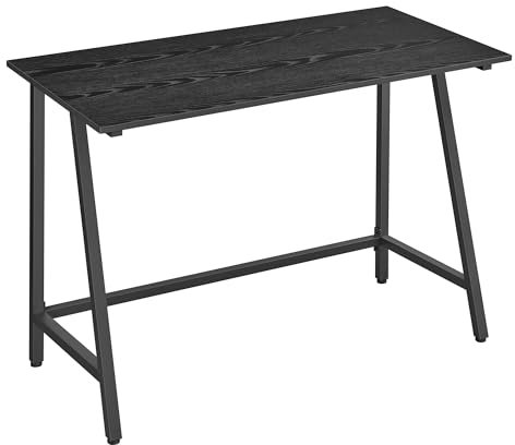 VASAGLE Computer Desk, Computer Table with Steel Frame, Rustic Top, Home Study Table, Easy Assembly, 50 x 100 x 75 cm, Industrial, Ebony Black and Ink Black LWD040B56
