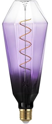EGLO XXL E27 Lampe dimmbar, Spiral LED Retro Glühbirne Big Size | extra-großes Vintage Deko Leuchtmittel in Lila und Schwarz, 4 Watt, 120 Lumen, warmweiß, 1800 K, L 24,5 cm