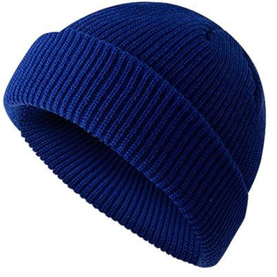 OneChance Beanie Mütze für Herren und Damen,Warme Winter Mütze,Weiche Strickmütze,Unisex Strickmütze für Winter und Herbst Saphirblau