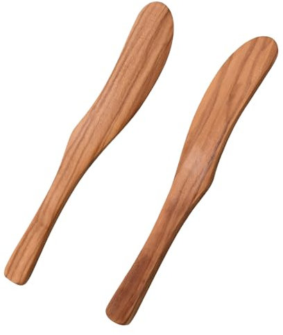 KedidO Buttermesser 2 x Olivenholz Buttermesser Frühstücksmesser Im Japanischen Stil Jam Cheese Spreader Geschirr für die Küche zu Hause 17 x 2.5cm