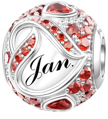 LANBEIDE Januar Geburtsstein Charms für Pandora Charms, 925er Sterlingsilber, Liebes Herz Beads für Pandora Armband, Geburtstags Geschenke für Frauen