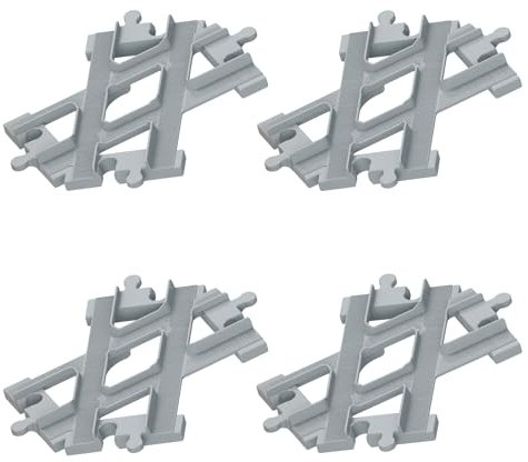 Cabeeskii Bausteine Schienen Set, Spielzeug Eisenbahnschienen,bestehend aus Cross Track Gerade, Kurven Schienen, kompatibel mit dem Marktführer ab 2 Jahren (4 Cross Track)