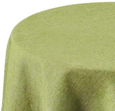 Deconovo Tischdecke Wasserabweisend Leinenoptik Tischwäsche Lotuseffekt Tischtuch Abwaschbar, Rund, 140cm, Grün, 1 Stück