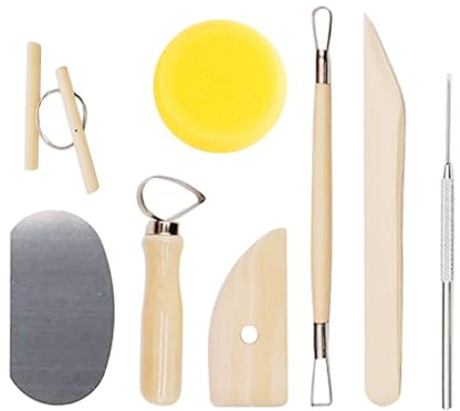 Supkeyer Pottery Tools Kit, Pottery Tools & Sculpting Tools, Polymer Modeling Clay Cutters Sculpture Set with Clay Cutting, Modeling, Trimming Tools for Smoothing, Cleaning, Carving (Yellow)