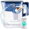Wasserfilter Kanne Trinkwasser 2,4L inkl.1x 60 Tage Filter Aktivkohle Kartusche mit 8-fachem Filtersystem ohne Chemie, Wasser Water Purifier filtert Kalk, Chlor, Schadstoffe,erhöht den pH-Wert (Blau)