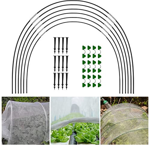 Gartenreifen Hochbeete – Gewächshaus-Tunnel | Fiberglas-Gewächshaus-Gartenstützrahmen, Innen- und Außenbereich, Netz-Set für Blumen, Gemüse, Gartenreifen mit Verbindungsstücken für Hochbeet