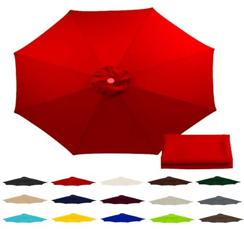 Toldo de Repuesto Cubierta de Repuesto Anti-Ultravioleta para Exteriores Patio Jardín Mercado 6 Varillas/8 Varillas Tela de Repuesto para Sombrilla Universal(Big Red,3.0m/6 Ribs)