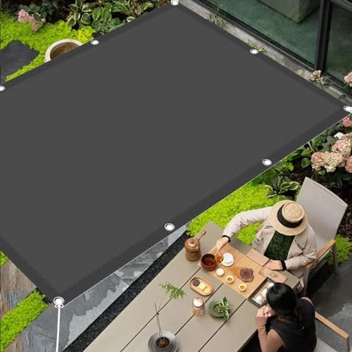 Sonnensegel mit Ösen 6 x 10 m Wasserdicht Segeltuch Pergola Überdachung Plane 98% Uv-Schut Wetterschutz mit Seil für Draußen Patio Terrasse Camping, Dunkelgrau