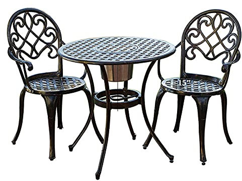 Terrassen-Tavernenset aus Aluminiumguss mit Tisch und Stühlen, wetterfester Esstisch und Stuhl für den Außenbereich, runder Balkontisch