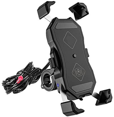 Moto Support 15W Chargeur sans Fil USB QC3.0 Support Charge Rapide Vélo Smartphone Support 360 Mobile Téléphone Portable Support Moto Support pour Téléphone(Size:15W Wireless Charger)