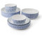 Mikasa Dillon Bone China Lightweight Chip Resistant 9 Piece Dinnerware Bowl Set, Service for 3, Blue