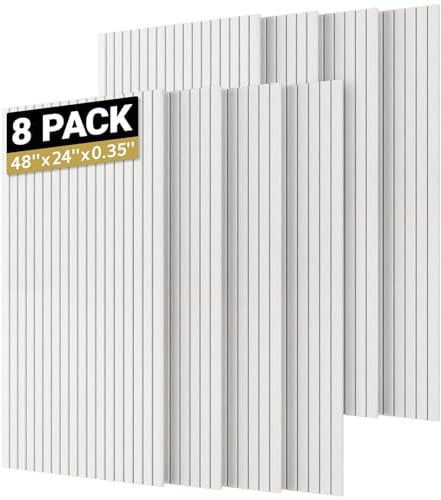 TONOR 8 Pack Akustikpaneele selbstklebend, 120x60x0.9 cm Schalldämmung Schallschutz wand Schallschutzplatten Akustikplatten, Akustische Behandlung und Wanddekoration für Studio Büro, Weiß