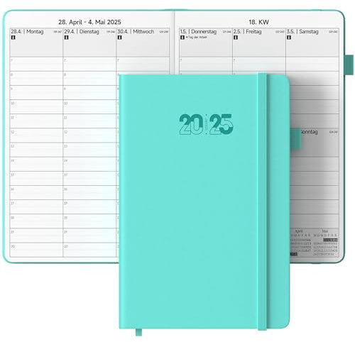JAYSOO® Kalender 2026 Wochenplaner 21x14.5cm Tageplan und Stundenplan, 12 Monate Terminplaner Hardcover (Jan.-Dez.2025) für Arbeit, Lernen und Familienplan - Blaugrün