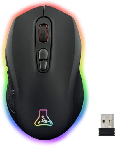 THE G-LAB - Kult Krypton - Mouse Gaming Senza Fili 6400 DPI, Mouse Wireless Gaming Bluetooth & 2.4 GHz, RGB, Batteria Lunga Durata, 7 Pulsanti, Leggero e Ambidestro - Nero