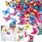 100 Stück Schmetterlinge Deko mit Sicherheitsnadeln, Bunte PVC Schmetterling Brosche für Kleidung, Büro, Tischvorhang Dekoration
