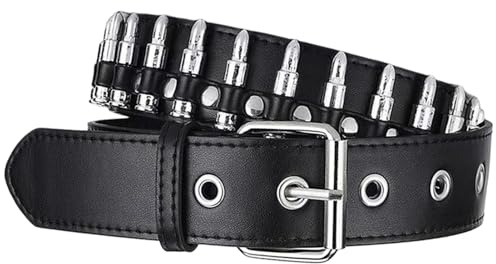 Dreuhuing Verstellbarer Damen Punk Gürtel - PU Leder Schwarz Damen Taillengürtel | Gothic Gürtel Zubehör mit ausgehöhlten Kugeln für Dating, Alltag, Party, Nachtclub