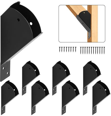 Pergola-Halterungen, 45-Grad-Winkel, robuste Eckwinkel für 5,1 x 10,2 cm Holz, verwendet für Pavillons, Garagen, Decks, Ställe, Schuppen, Terrasse, Baumhäuser, 8 Stück