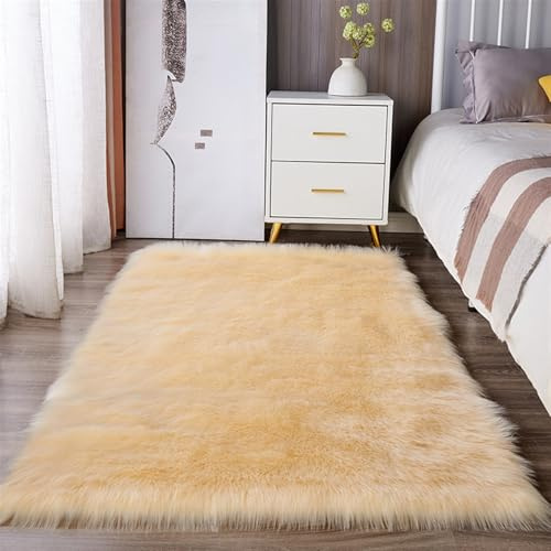 BESTORI Teppich Wohnzimmer Hochflor Langflor Weich rutschfest Teppich Flauschige Moderne Shaggy Teppich für Schlafzimmer Kinderzimmer 60 x 180 cm, Gelb