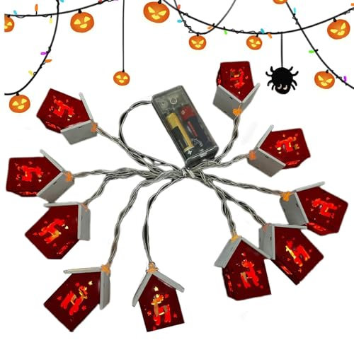 Bexdug Schneehaus-Lichterkette | Schneehaus-Lichterkette Fensterdekoration – hängende Schneehaus-Lichterkette, 10 Holzhäuser Beleuchtung für Haus Garten