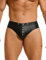 sunshinelady PU Leder Slip Herren String Tanga mit Beutel Wetlook Unterwäsche Große Größen Sexy Unterhosen für Mann Sissy Dessous Männer Hipster mit Nieten Gay Höschen Clubwear Thong Men Schwarz,XL