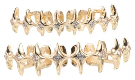 NULYLU Goldene Hip Hop Zahnschiene aus Metall mit Sternmotiv Bequem und Vielseitig für Auftritte und Bühnenshows für Damen und Herren