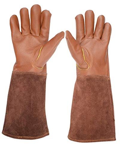 PBDEIOEOE Handschuhe, Schweißerhandschuhe, Lange Gartenhandschuhe aus Leder for Damen/Herren – strapazierfähige Gartenhandschuhe, Schnitthandschuhe, Gartengeräte, Gartenarbeit(XL)