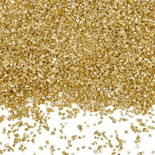 SUNNYCLUE 1 Schachtel 150g Goldglassplitter Zerkleinerte Kristalle Lose Unregelmäßige Zerbrochene Grobe Metallic Streusel Flocken Kleine Glitzer Dekorationsstücke Für Nagelkunst Vasenfüller Epoxid Sch