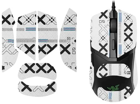 NOUKAJU Mouse Grip Tape Full Coverage for Razer Cobra and Razer Cobra Pro, Mouse Anti Slip Grip Tape,Self-Adhesive PreCut Sweat-Resistant Professional Mice Upgrade Kit(White)