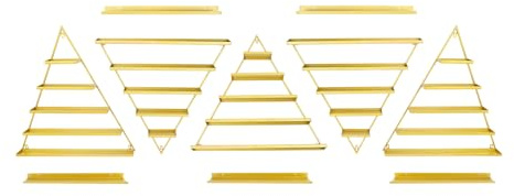 CAIYGG Dreieckiges Präsentationsregal 10 Stück Nagellackregal Wandregal Nagelllack Ständer aus Metall zur Wandmontage Kosmetik Vitrinen für Home Spa Nagelstudio Shop (Golden)