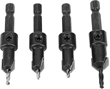 Countersunk Drill Bit Set Self Tapping Screws Hole Maker for Woodworking Professionals Cemented Carbide Hex Shank Drilling Bit for 4Pcs, Enthusiasts