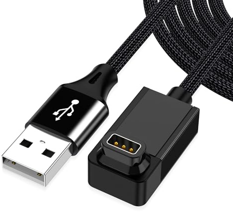 AGVEE Cable de carga de repuesto en ángulo de 3.3 pies para reloj inteligente Coros, cable trenzado de 90 grados para Coros Pace 3/Pace 2/Apex 2 Pro/Apex 2/Apex/Vertix 2/Vertix, negro