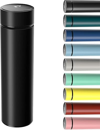 Smart Water Bottle 2025 Upgraded with LED Temperature Display, 500ml Vacuum Flask, 304 Stainless Steel, Digital Touch Screen (Black)