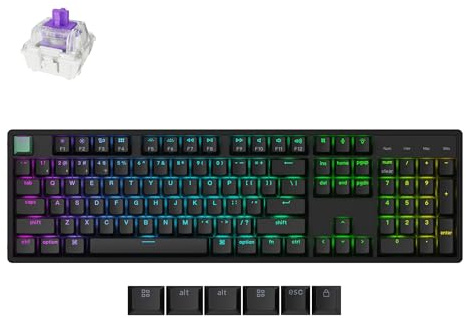 Keychron K10 HE Rapid Trigger Wireless Custom Mechanische Tastatur mit Hall-Effekt Gateron Doppelschienen-Magnetschalter, 2,4 GHz QMK Bluetooth RGB für Mac Windows Linux (Schwarz)