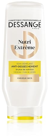 DESSANGE Après-Shampoing Nutri-Extrême Cheveux Secs Céramide Camélia 225ml | Combat dessèchement, Nourrit profondeur, Sublime éclat, Redonne douceur souplesse, Formule professionnelle