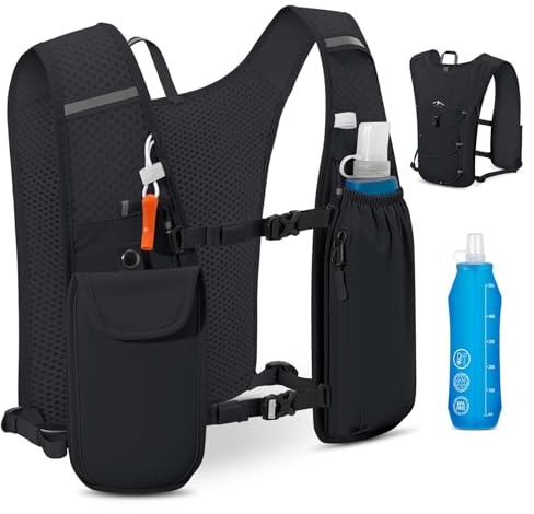 Running Vest for Women Men Lightweight Reflective Hydration Vest Backpack with 500ml Water Bottle for Marathons Trail Running Cycling Hiking