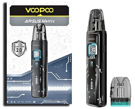VOOPOO Argus Matrix Kit [Carbon Black] - Starter Vape Kit, 1350mAh Battery - COMPATIBLE PODS: Argus Pods - 30W, RDTL and MTL Vaping, Top-Fill, Inhale Activated, Adjustable Airflow - Nicotine Free