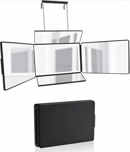 5-Wege-360°-Frisierspiegel mit verstellbaren Höhenhalterungen zum Haarschneiden, Make-up-Spiegel für den Hinterkopf, beleuchteter Spiegel für Hinterkopf und selbstpflegende Männer, kein Licht