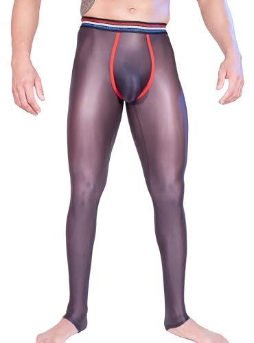 YOOBNG Mens Activewear Leggings Sheer Long Tight Pants Ultra Thin Leggings Nightwear