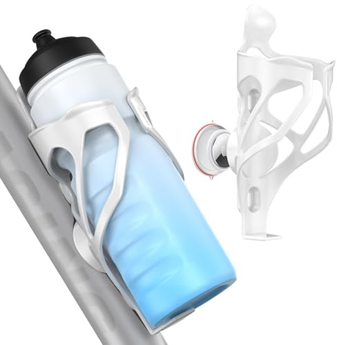 MoKo Bike Water Bottle Holder with Tracker Slot, Fits 500ml Bottles 6.5-7cm | Hidden Tracker Slot for AirTag/Tile, Fits 500ml PET Bottles 6.5-7cm, Durable PC Material, Stable Frame Mount, Easy Install